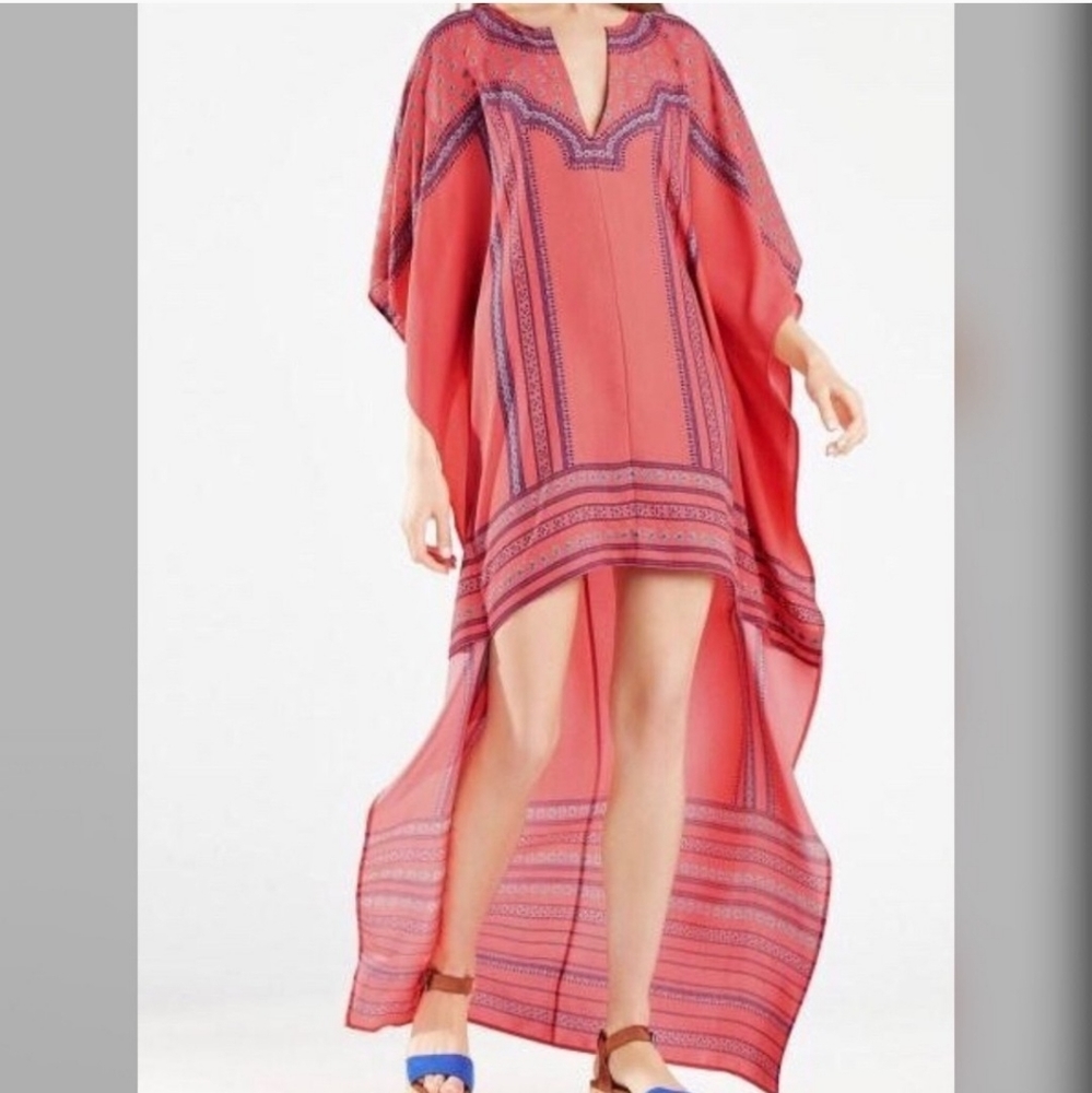 BCBGMaxAzria High Low Dress in Coral and Blue